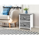 2 Drawers Vintage Bedside Table - Grey