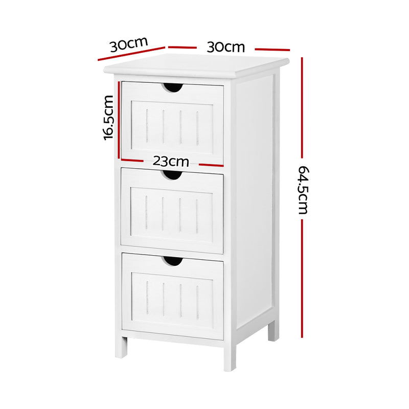 3 Drawer Storage Cabinet - White