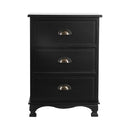 3 Drawers Vintage Bedside Table - Black