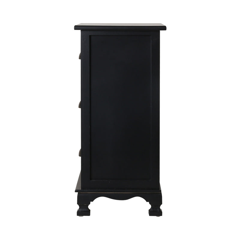 3 Drawers Vintage Bedside Table - Black