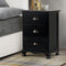 3 Drawers Vintage Bedside Table - Black