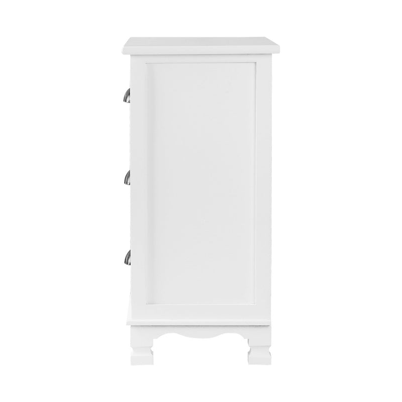 3 Drawers Vintage Bedside Table - White