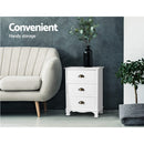3 Drawers Vintage Bedside Table - White