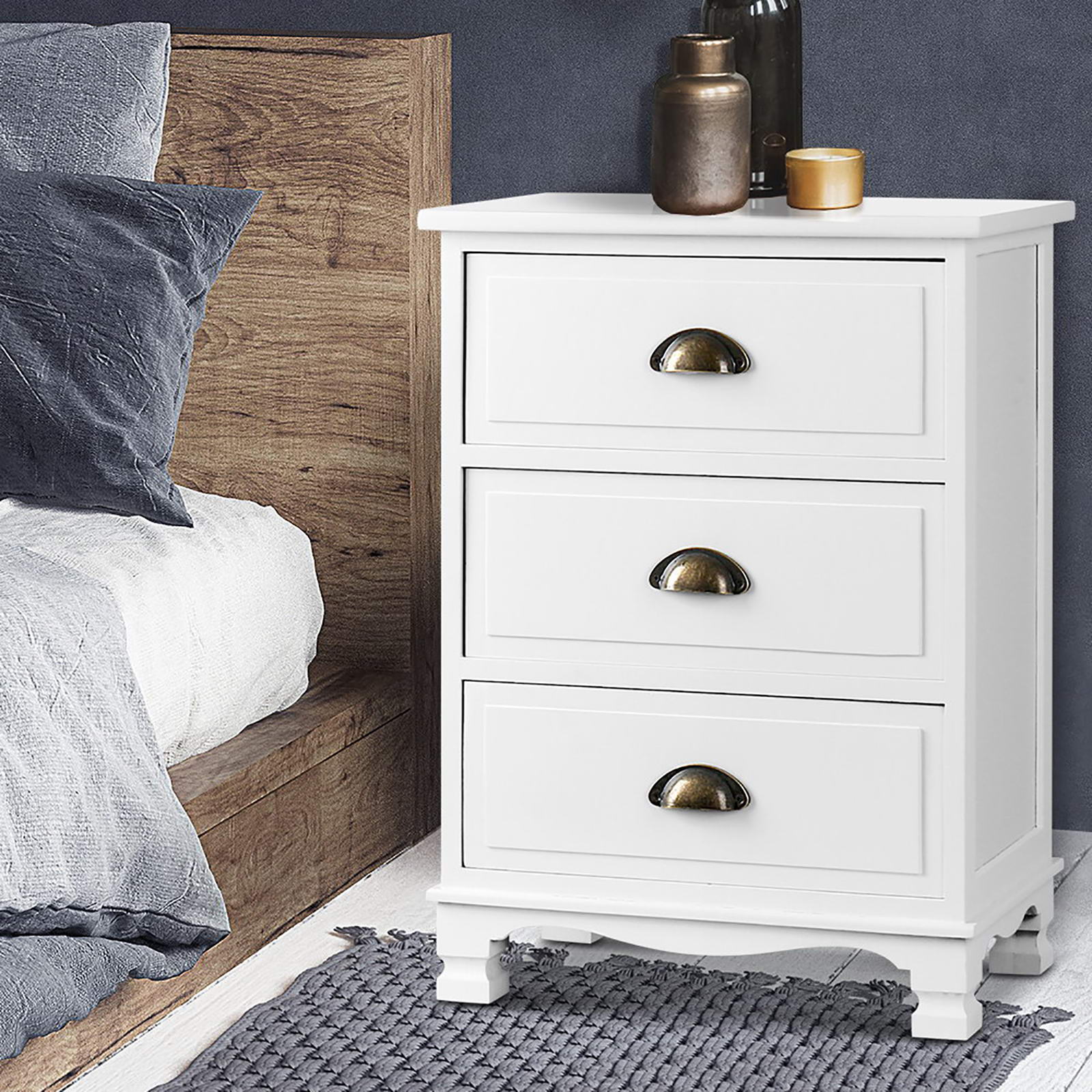Thyme Vintage Bedside Tables – White – Set of 2