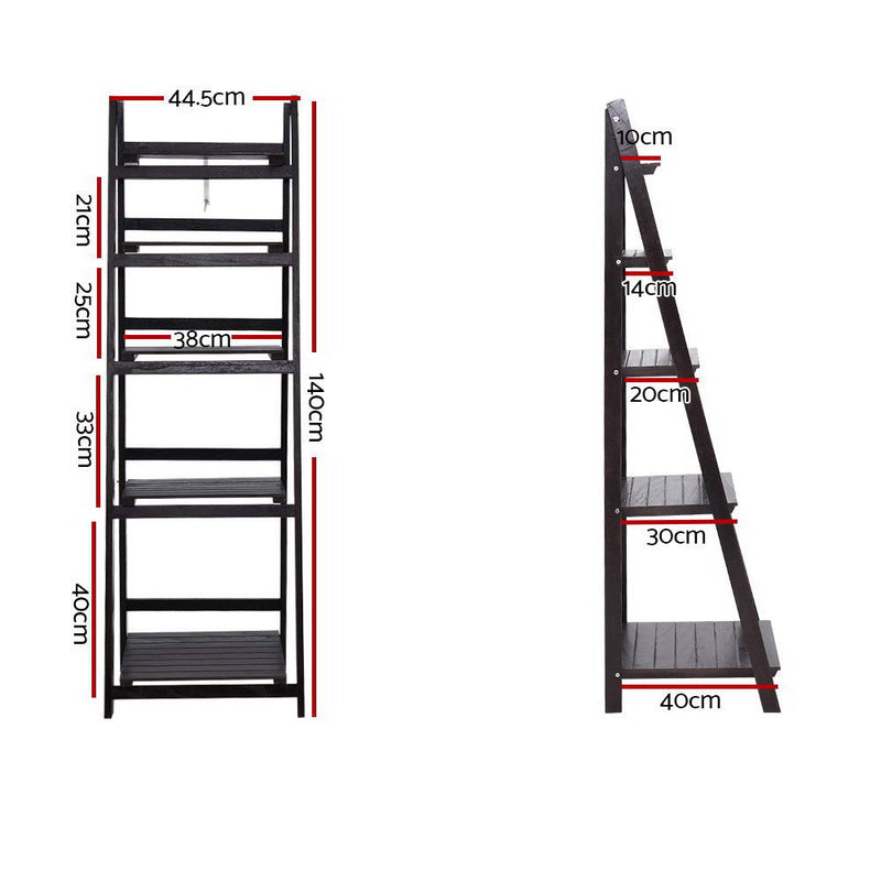 5 Tiers Bookshelf Corner Shelf - Coffee