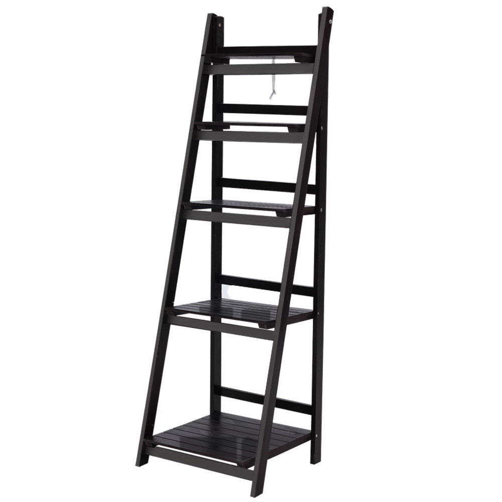 Cascade Ladder Bookshelf – Coffee – 5 Tier