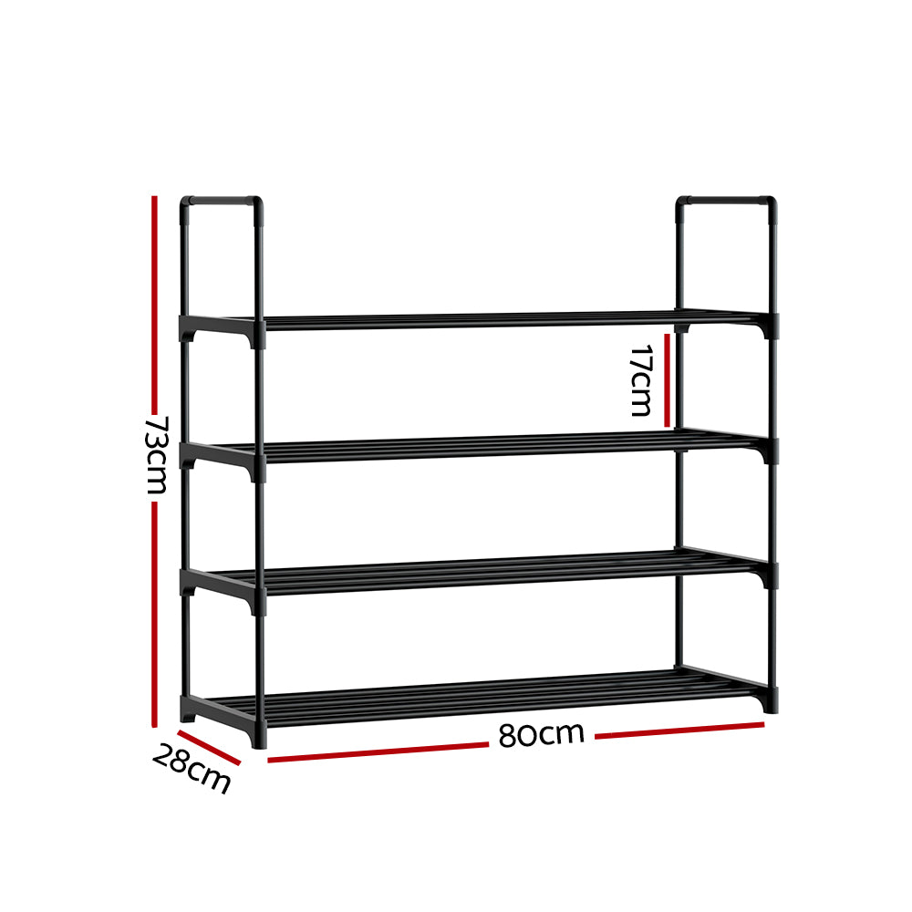 Modular Stackable Shoe Rack – Black – 4 Tier