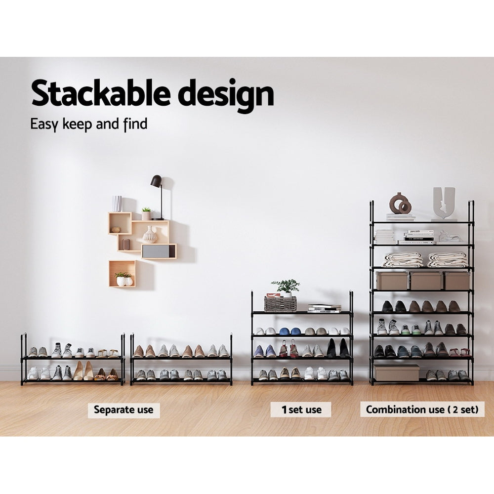 Modular Stackable Shoe Rack – Black – 4 Tier