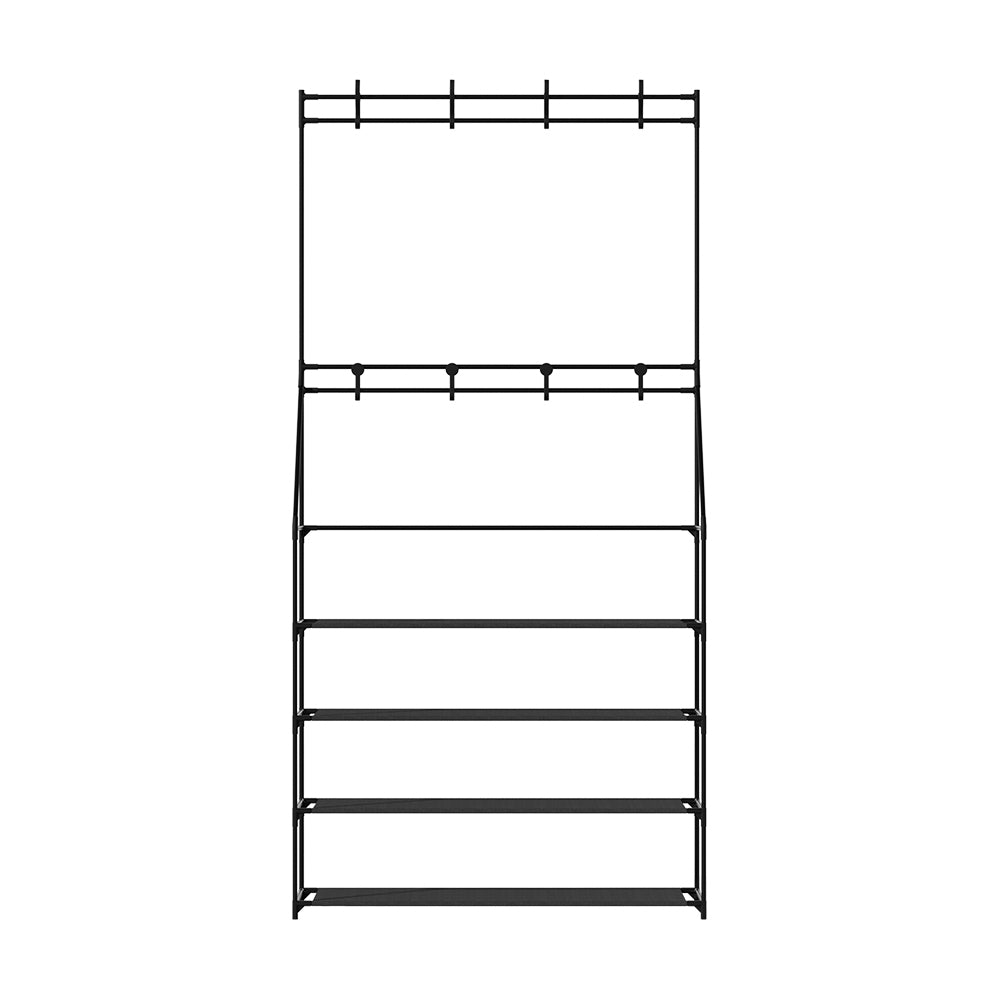 Halston Hall Tree & Shoe Rack – Black – 16 Pairs
