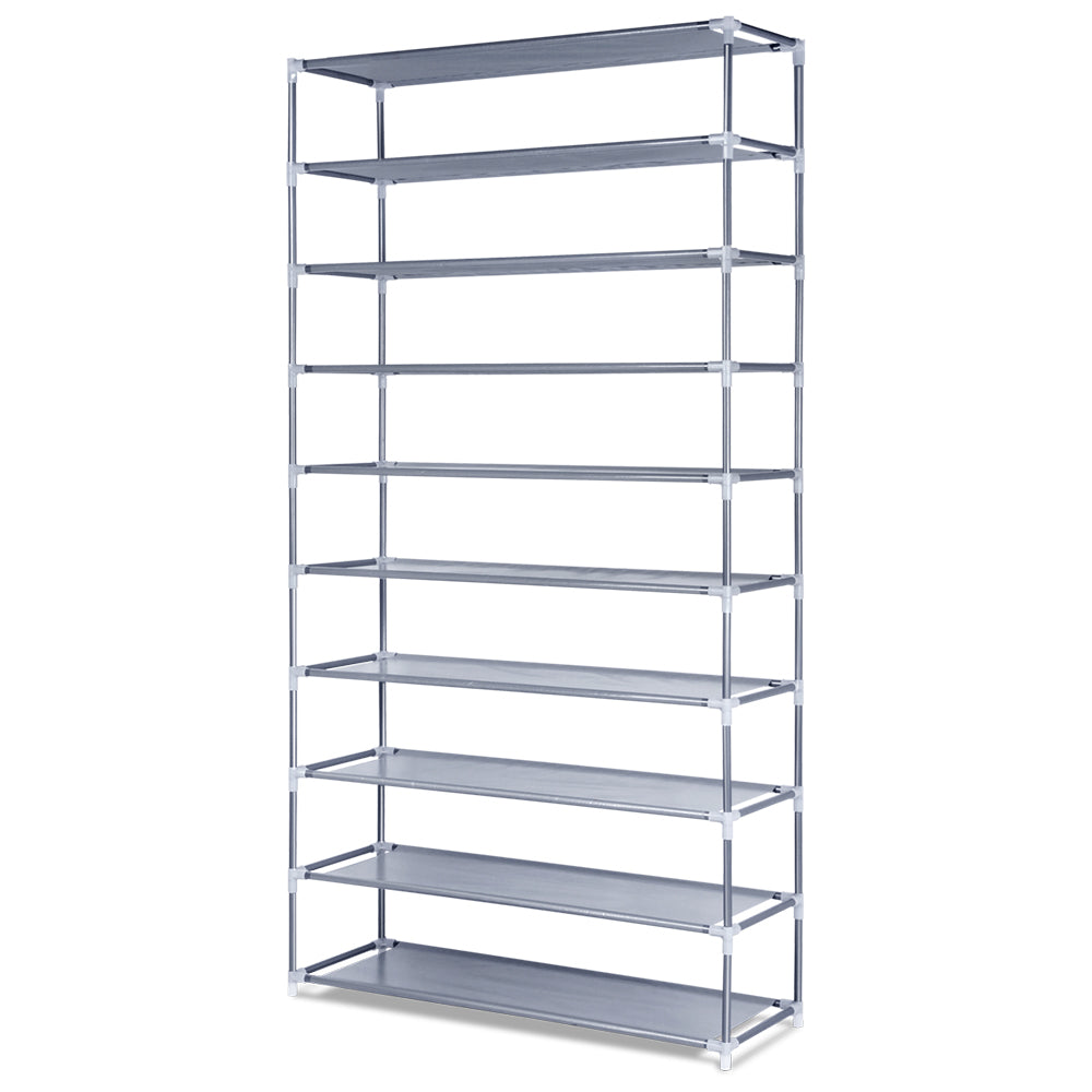 Halston 10 Tier Stackable Shoe Rack – Silver