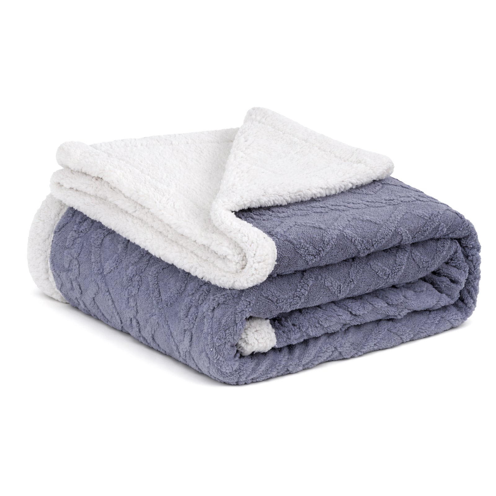 Cordelia Two-Tone Cable Knit Throw Blanket – Grey – 203 × 230 cm