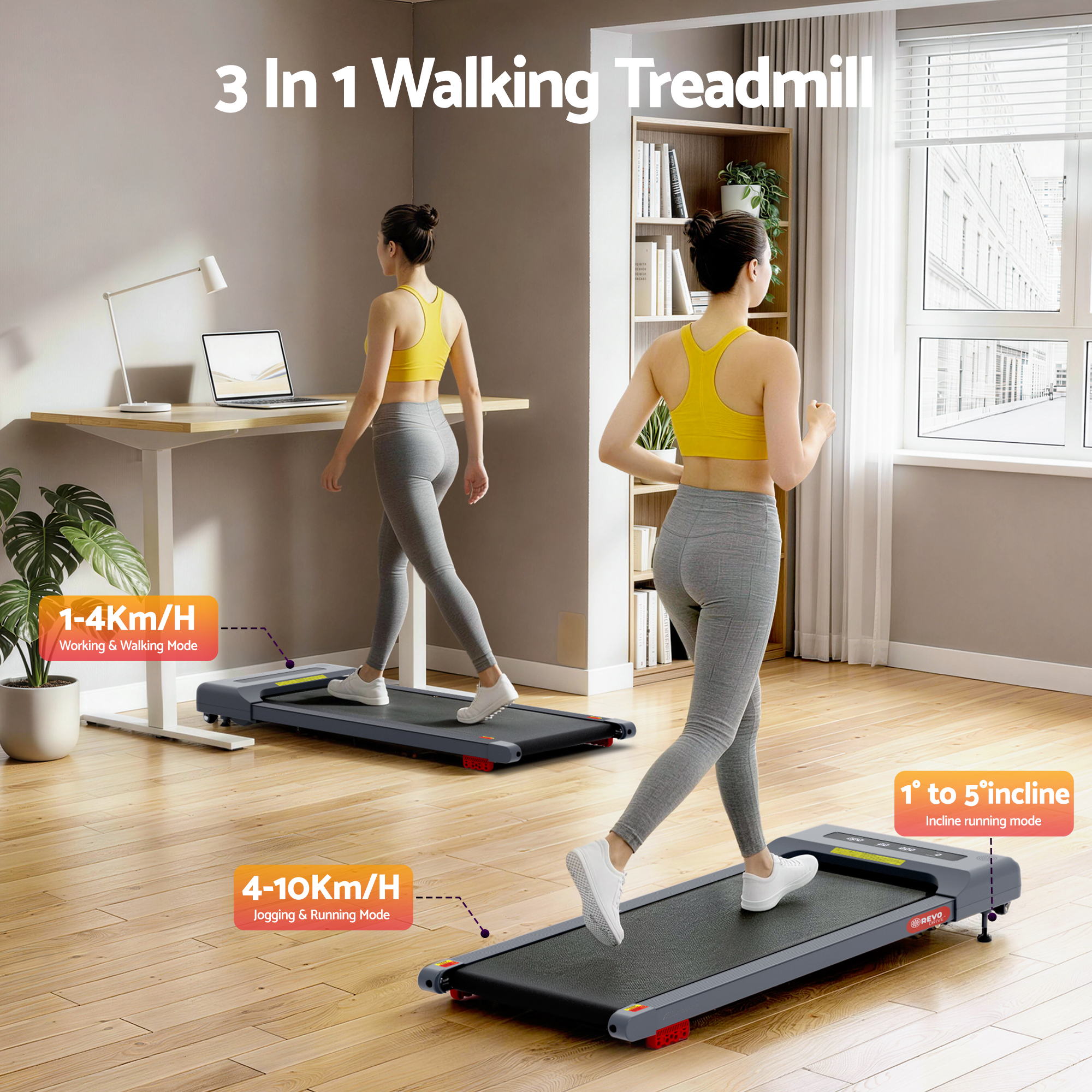 Serano Electric Walking Pad with Incline – Grey – 380mm