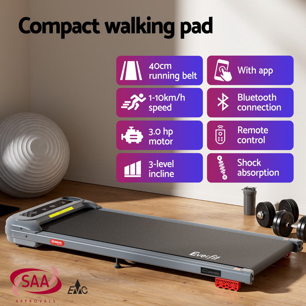 Fletcher Electric Walking Pad – Grey – Under Desk