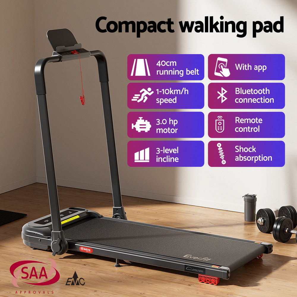 Kaelem Electric Walking Pad with Incline – Black – 400mm