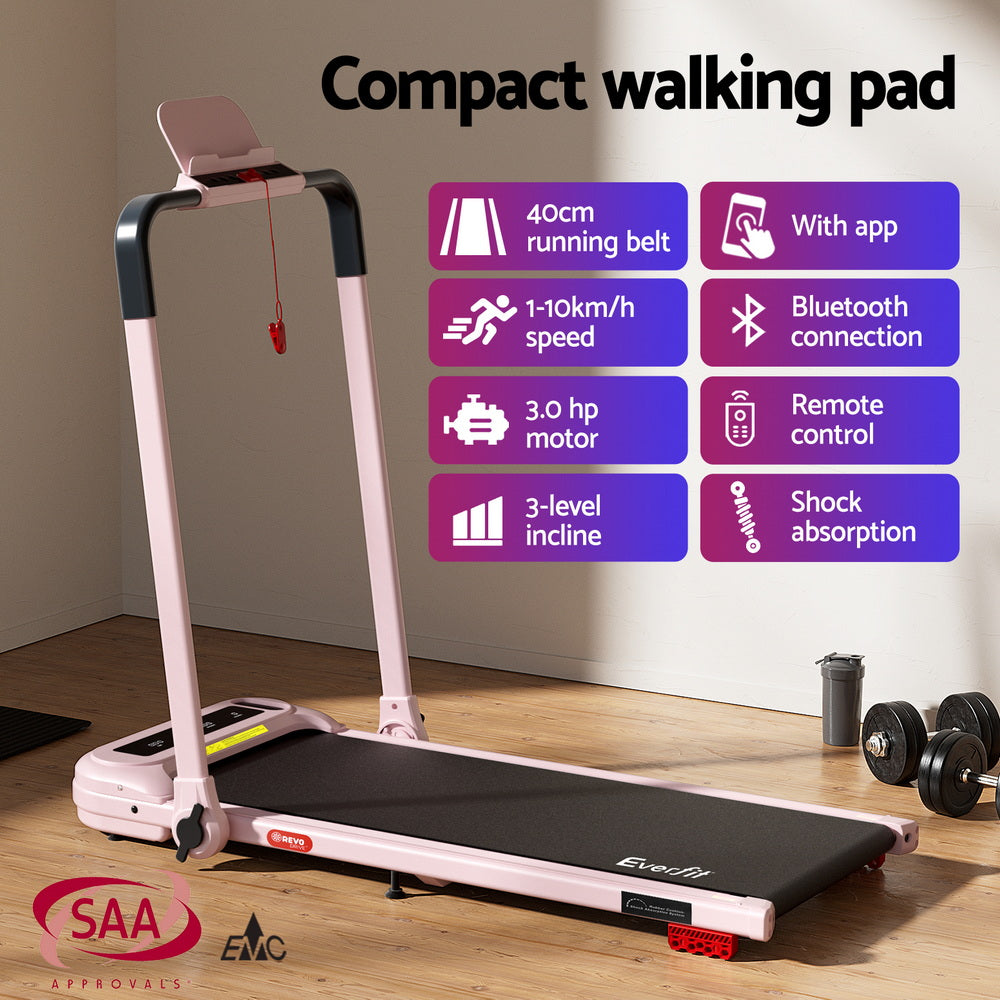Kaelem Electric Walking Pad with Incline – Pink – 400mm