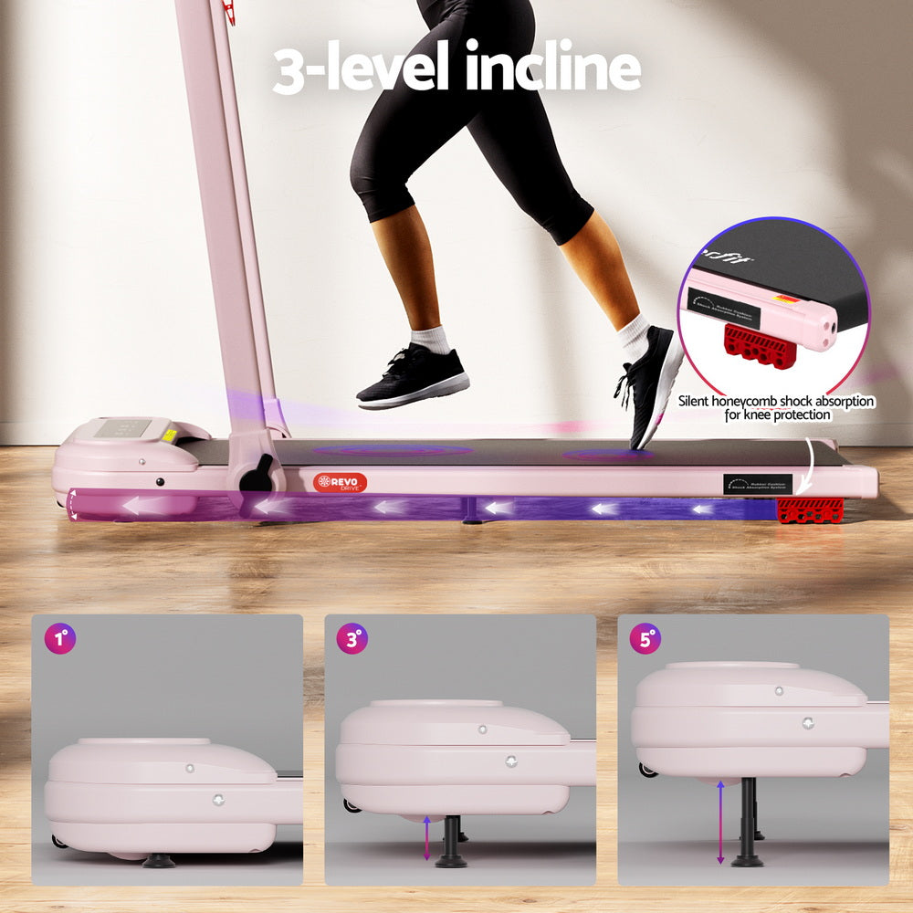 Kaelem Electric Walking Pad with Incline – Pink – 400mm