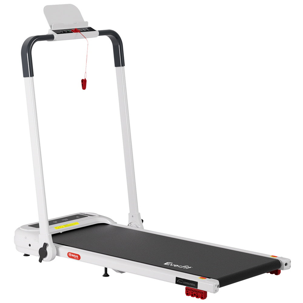 Treadmill Electric Walking Pad with Incline Foldable for Home Gym White