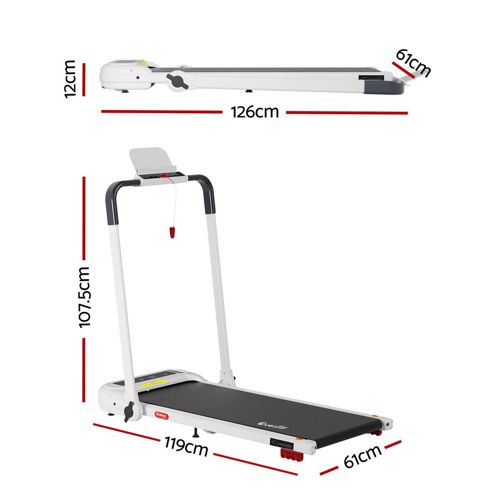 Kaelem Electric Walking Pad with Incline – White – 400mm