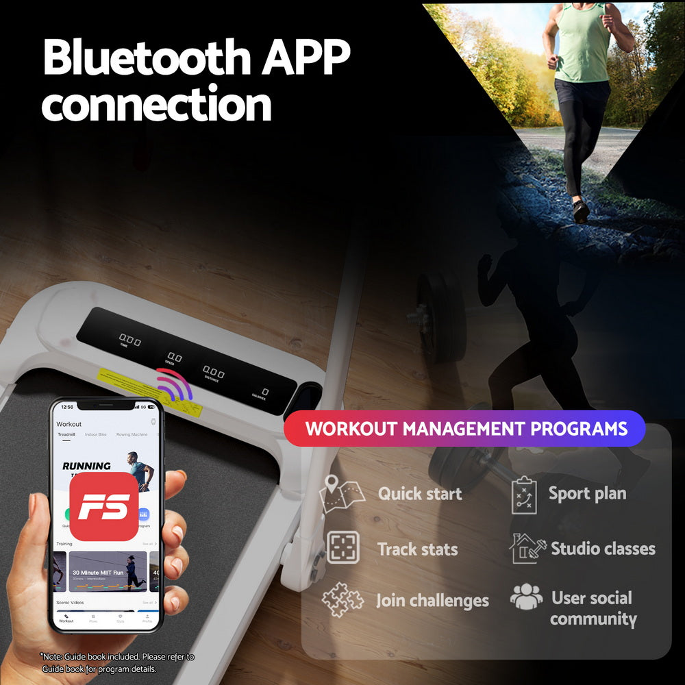 Kaelem Electric Walking Pad with Incline – White – 400mm