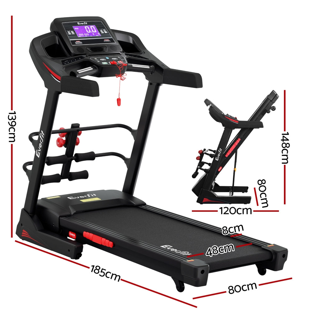 Kairo Electric Treadmill with Sit Up Bar – Black – 48 cm