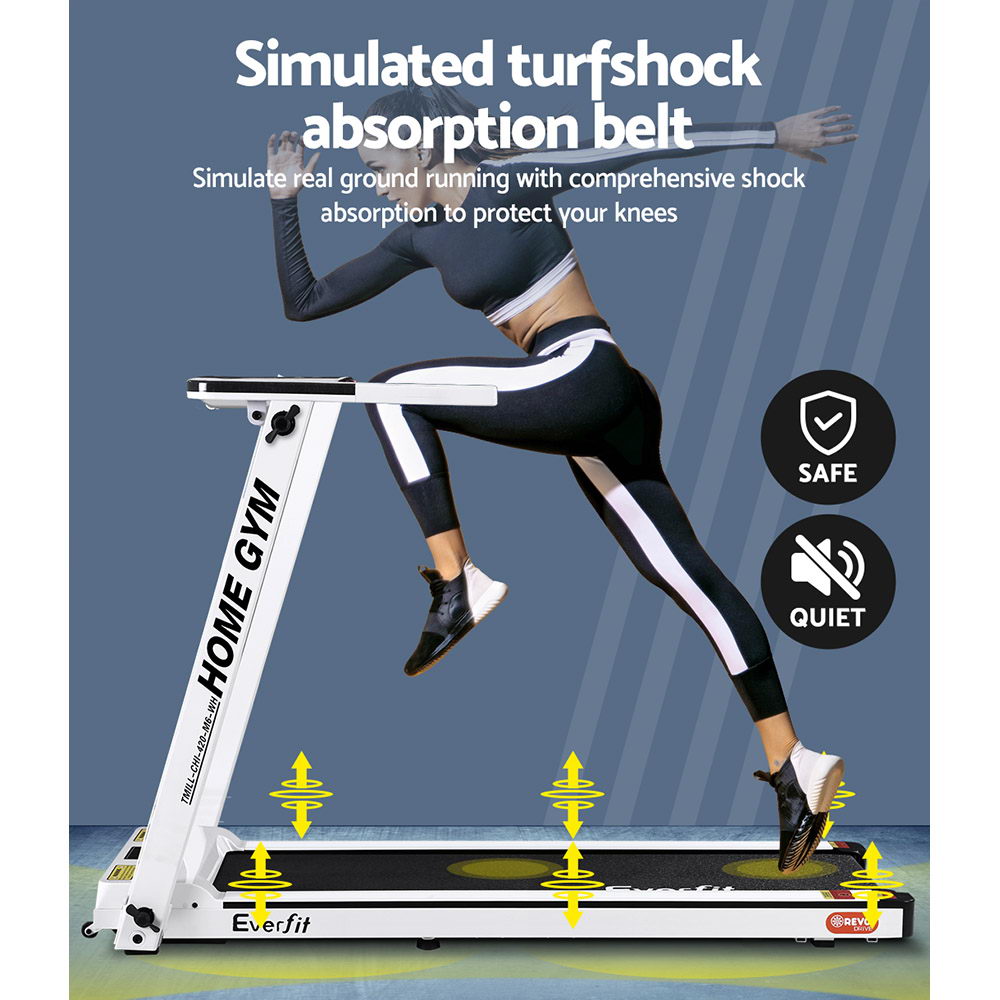 Milano Foldable Electric Treadmill – White – 42 cm Belt