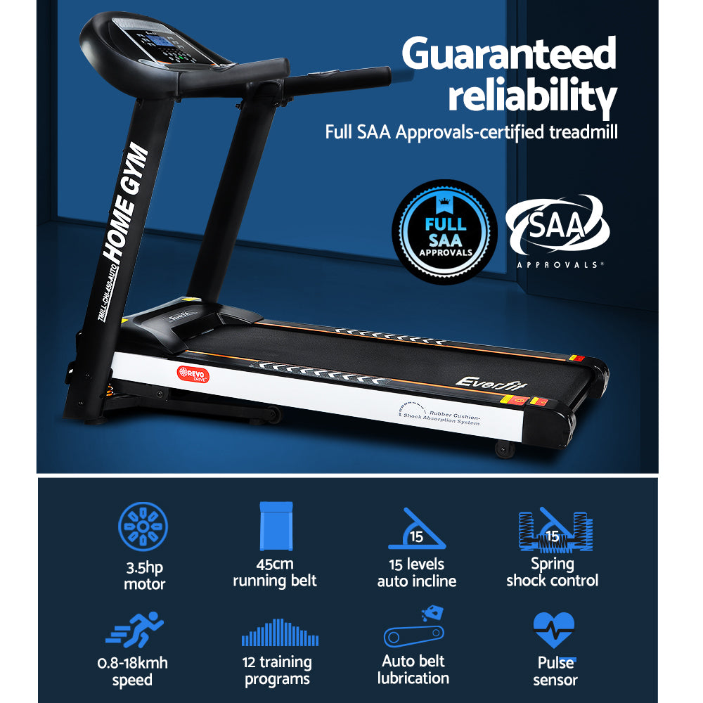 Kairos Electric Auto Incline Treadmill – Black – 450mm