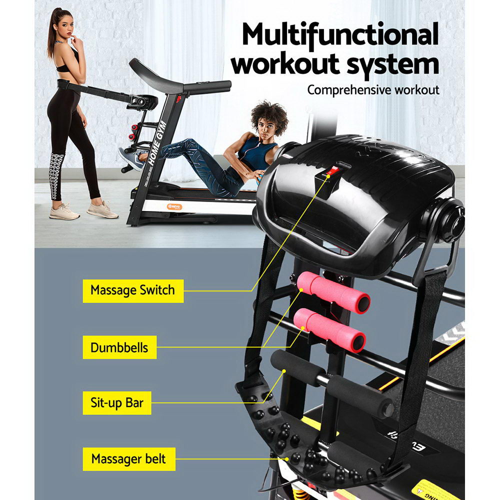Nexus Electric Treadmill with Massager – Black – 45 cm Belt