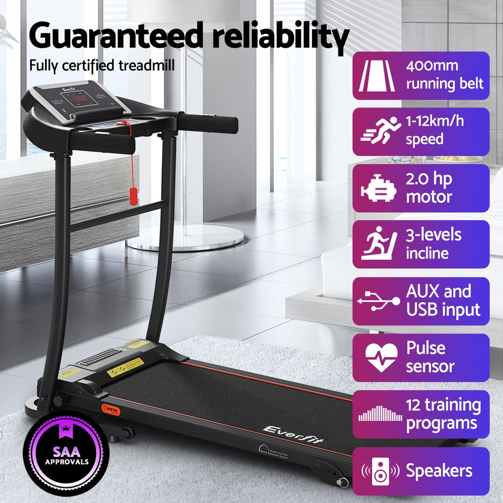 Titan Electric Treadmill – Black – 40 cm Belt Compact
