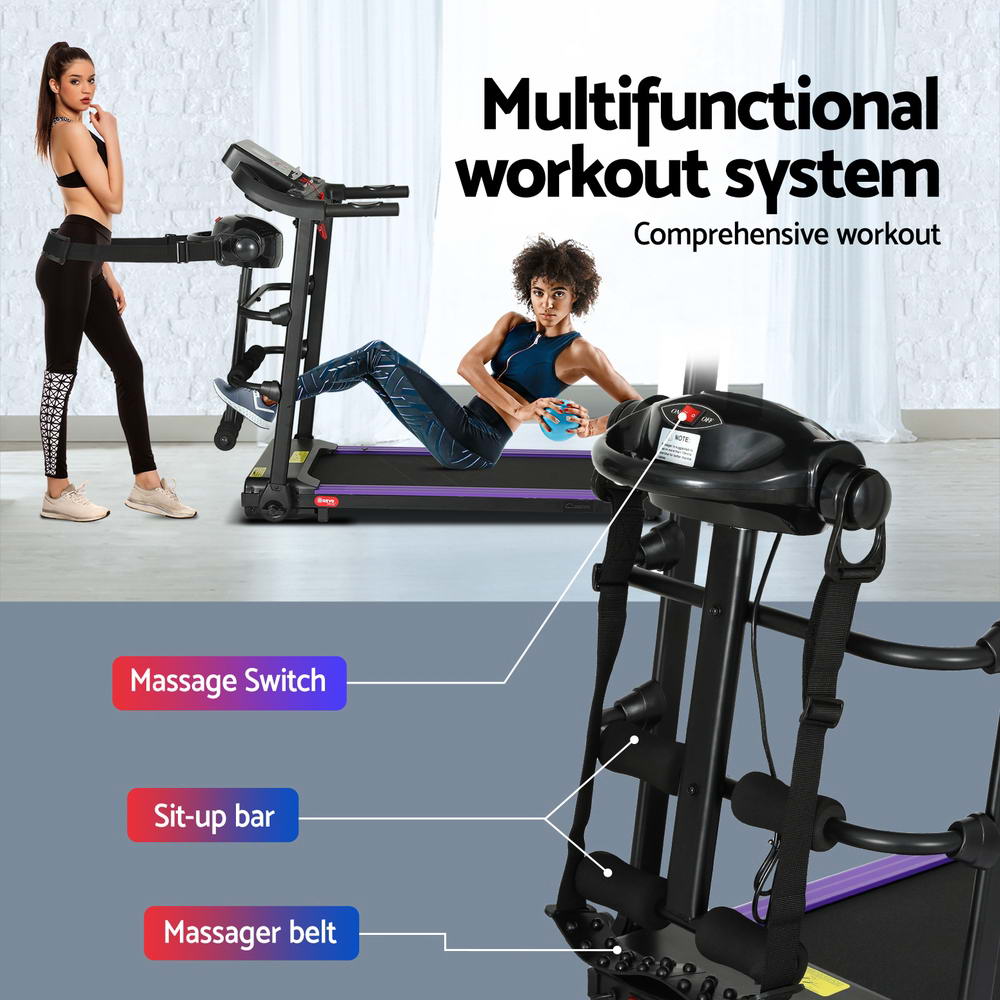 Wellness Electric Treadmill with Massager – Black – 400mm