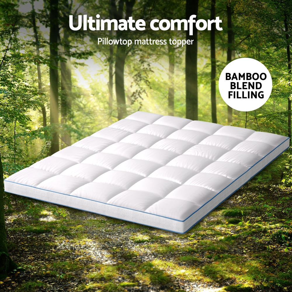 Fiora Bamboo Mattress Topper – White – Queen