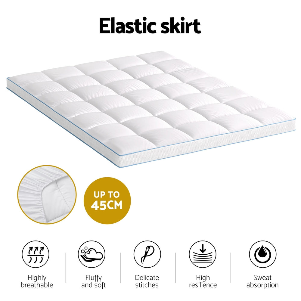 Fiora Bamboo Mattress Topper – White – Queen