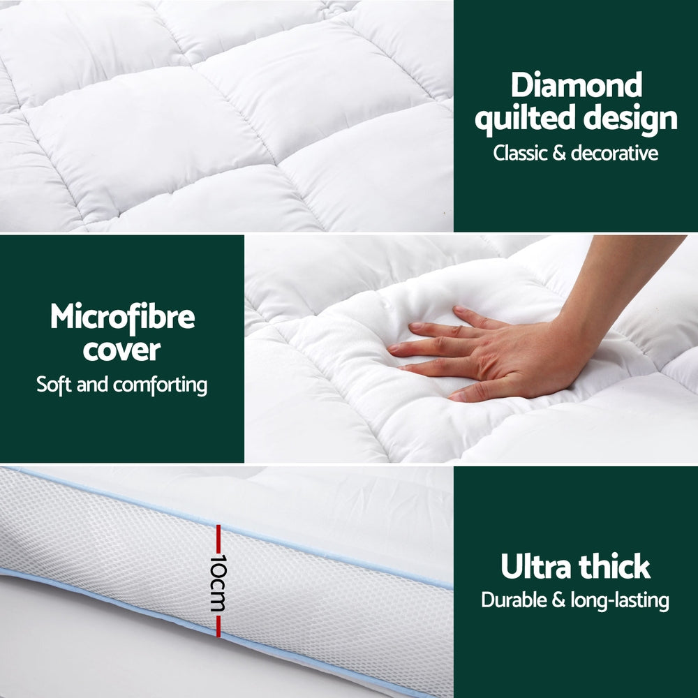Fiora Bamboo Mattress Topper – White – Queen