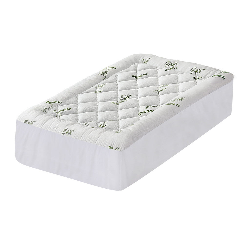 Caspian Bamboo Mattress Topper – White – King Single