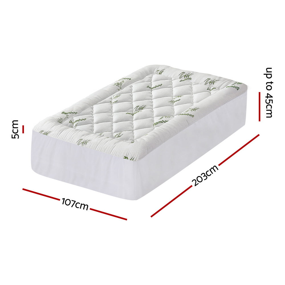 Caspian Bamboo Mattress Topper – White – King Single