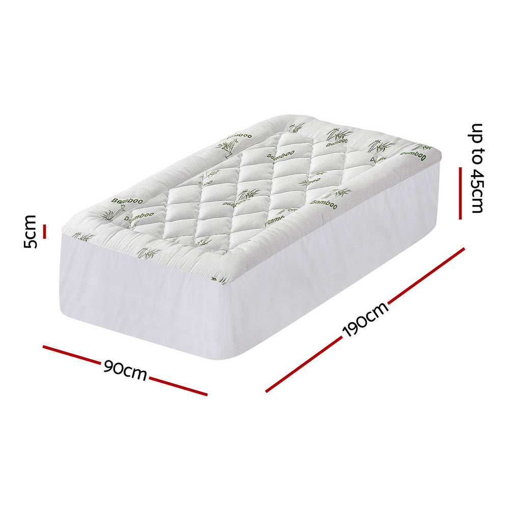 Bambora Bamboo Mattress Topper – White – Single