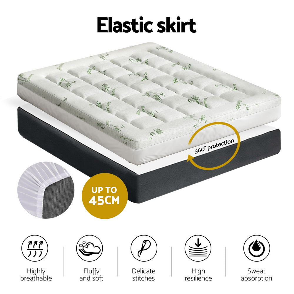 Volos Bamboo Mattress Topper – White – Queen