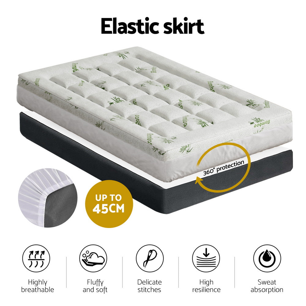 Alderon Bamboo Mattress Topper – White – Single