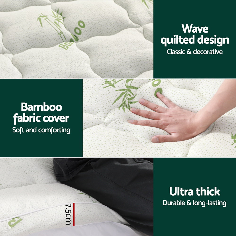Alderon Bamboo Mattress Topper – White – Single