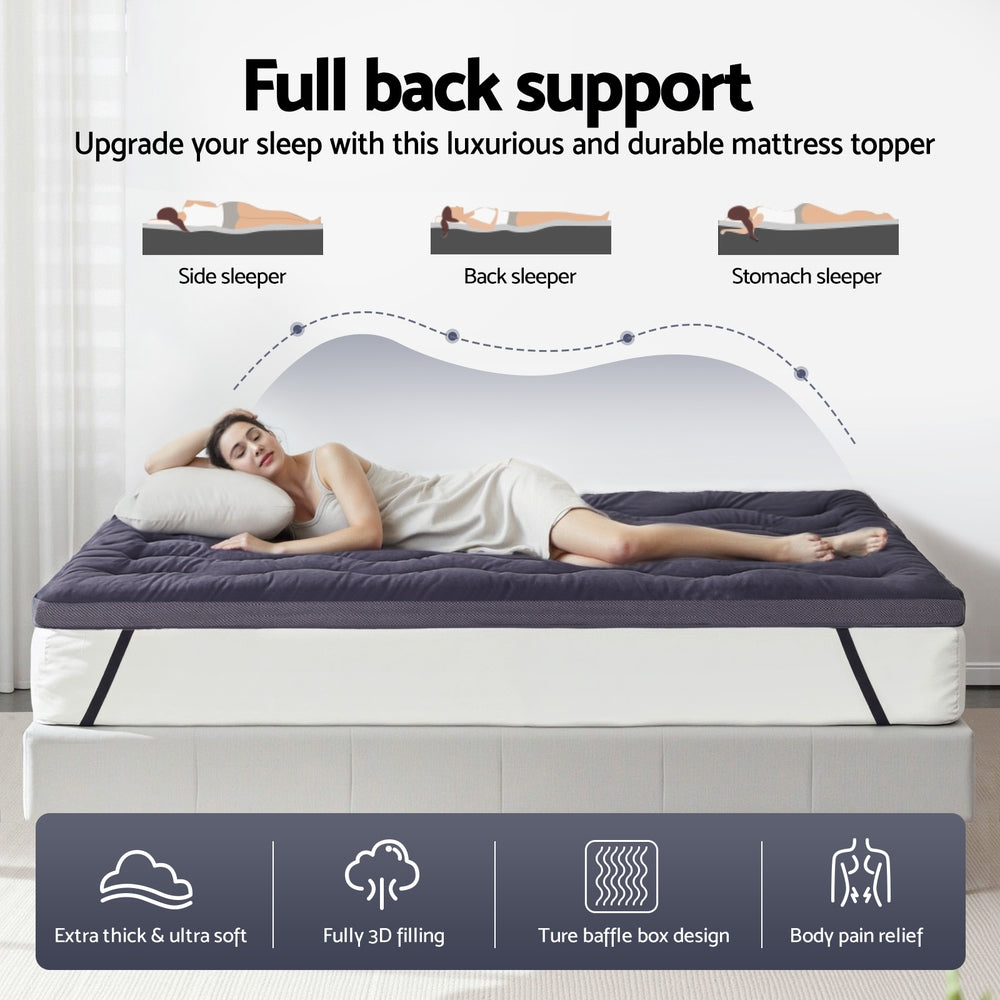 Nora Bamboo Charcoal Mattress Topper – Grey – Single