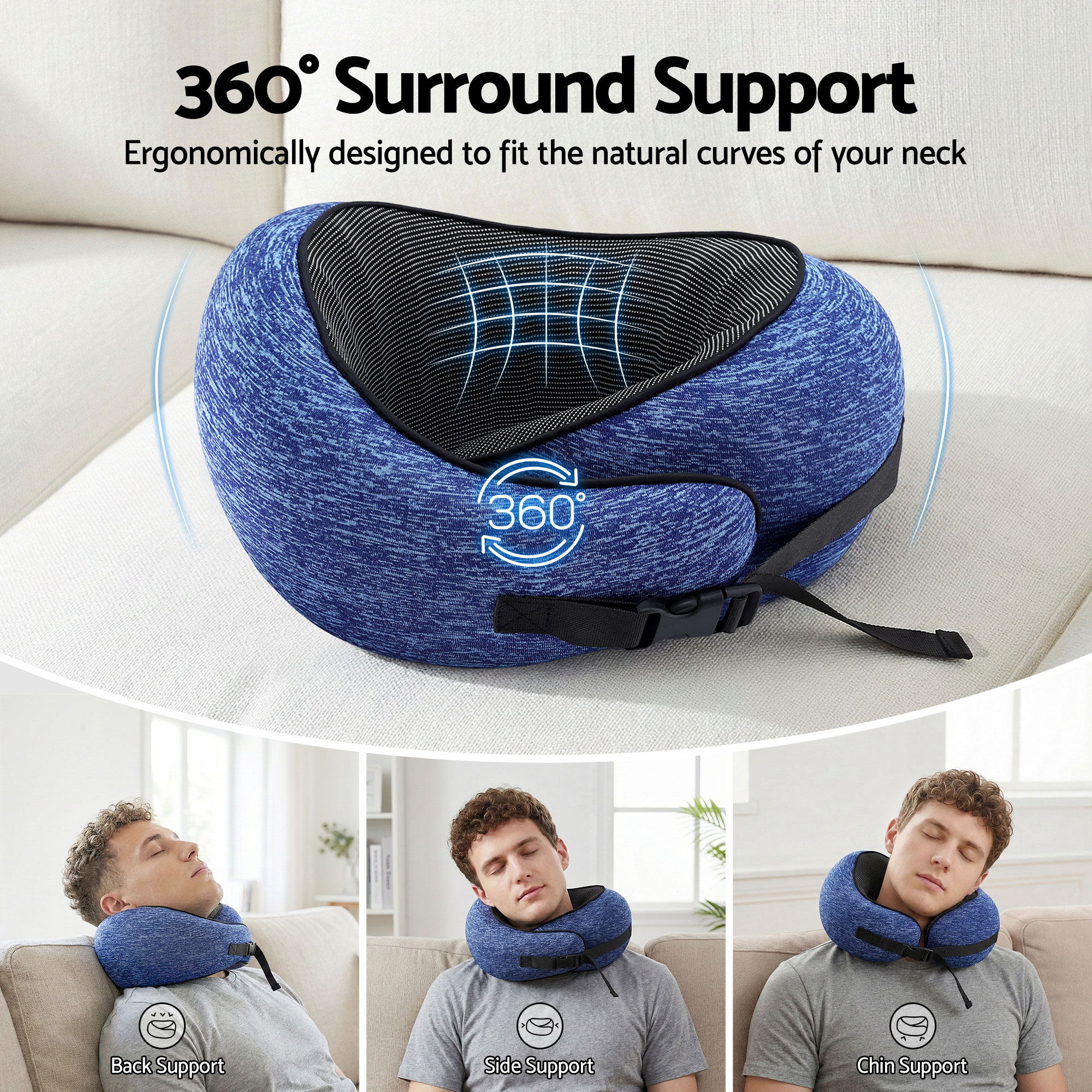 Sereno Travel Neck Pillow – Blue – Standard