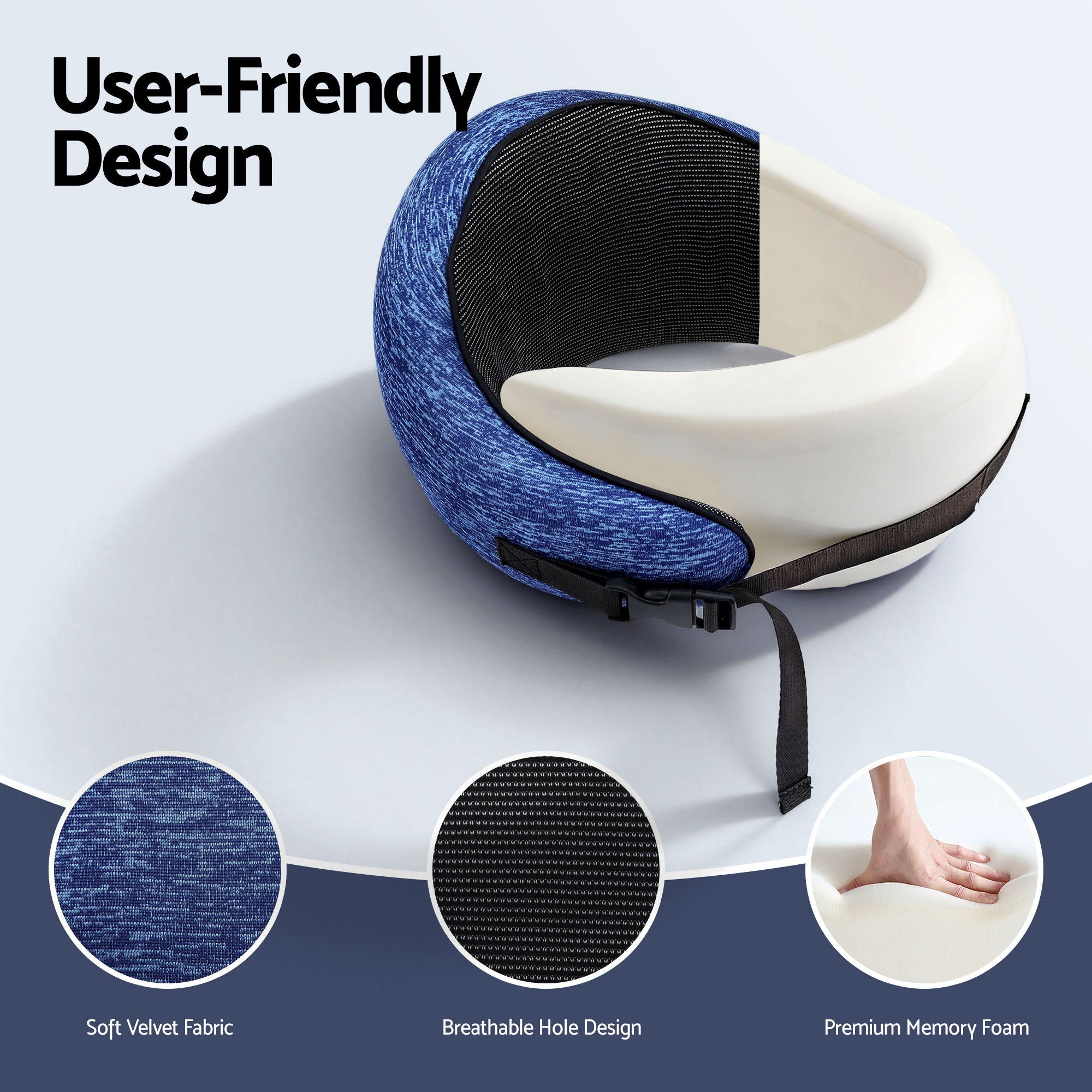 Sereno Travel Neck Pillow – Blue – Standard