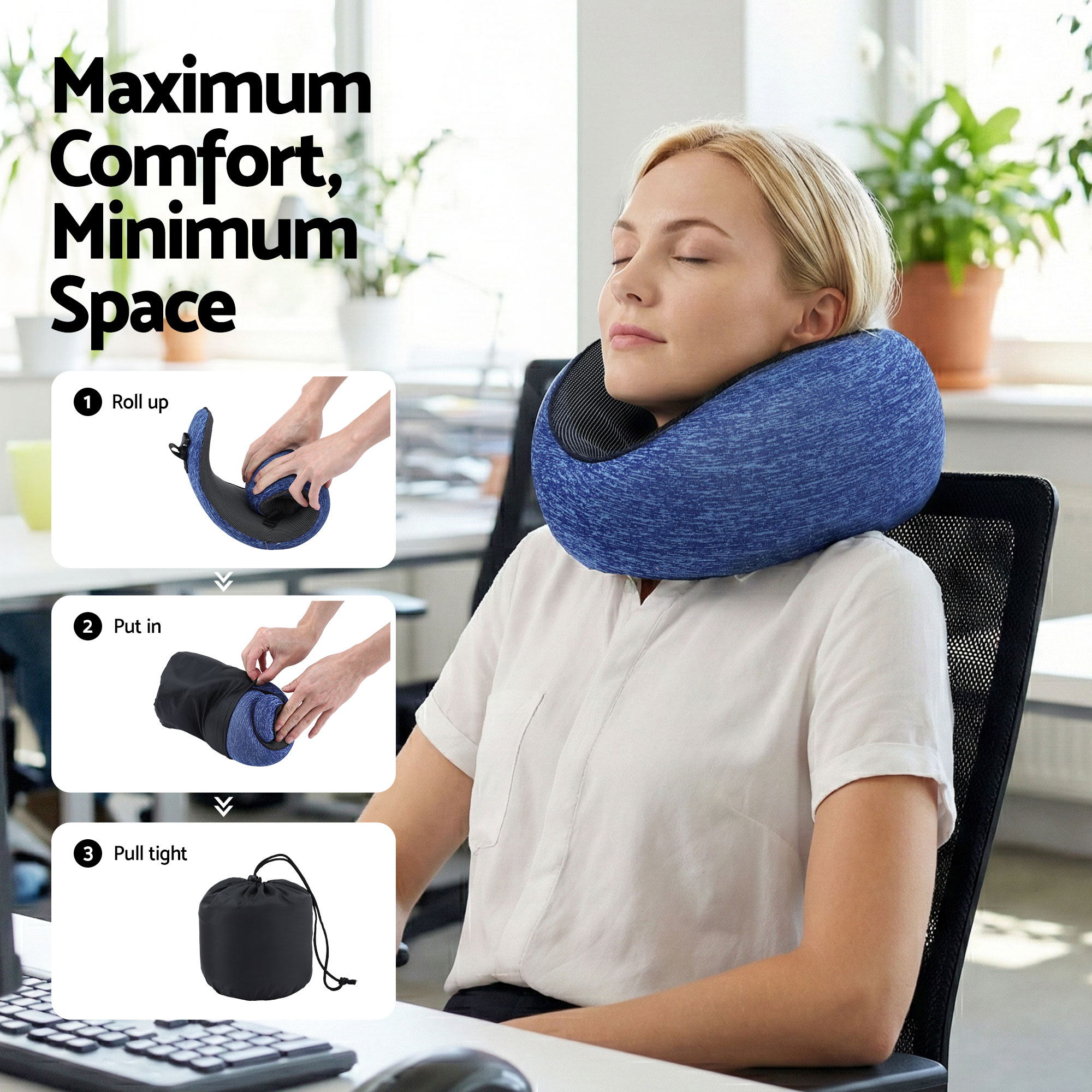 Sereno Travel Neck Pillow – Blue – Standard