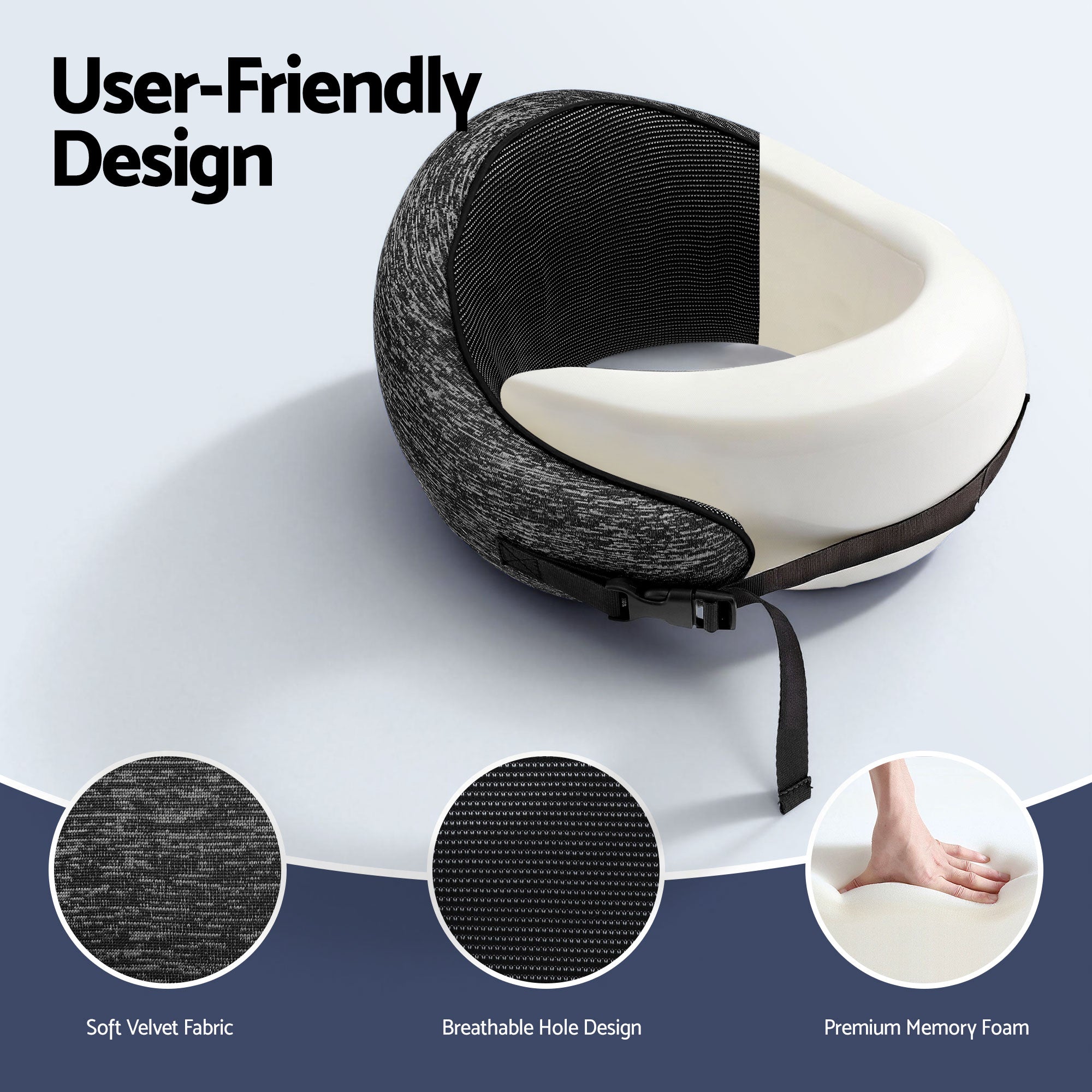 Sereno Travel Neck Pillow – Grey – Standard