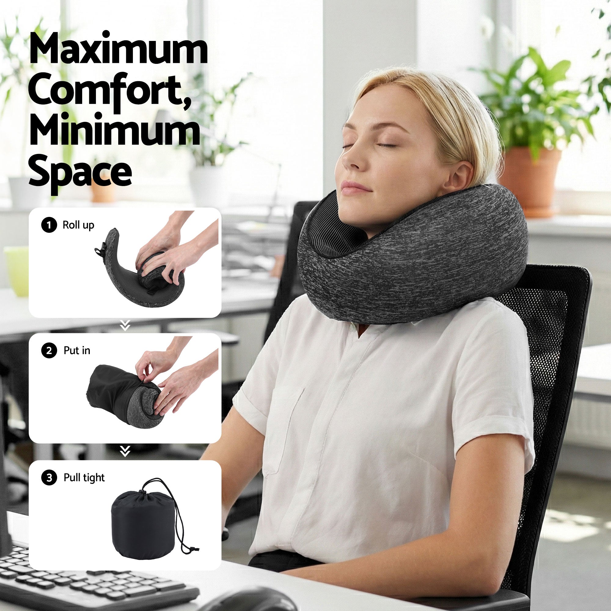 Sereno Travel Neck Pillow – Grey – Standard