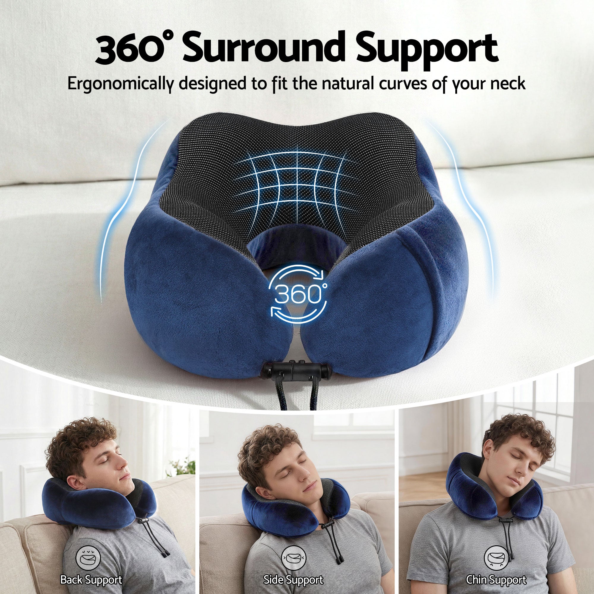 Serano Memory Foam Travel Pillow – Blue