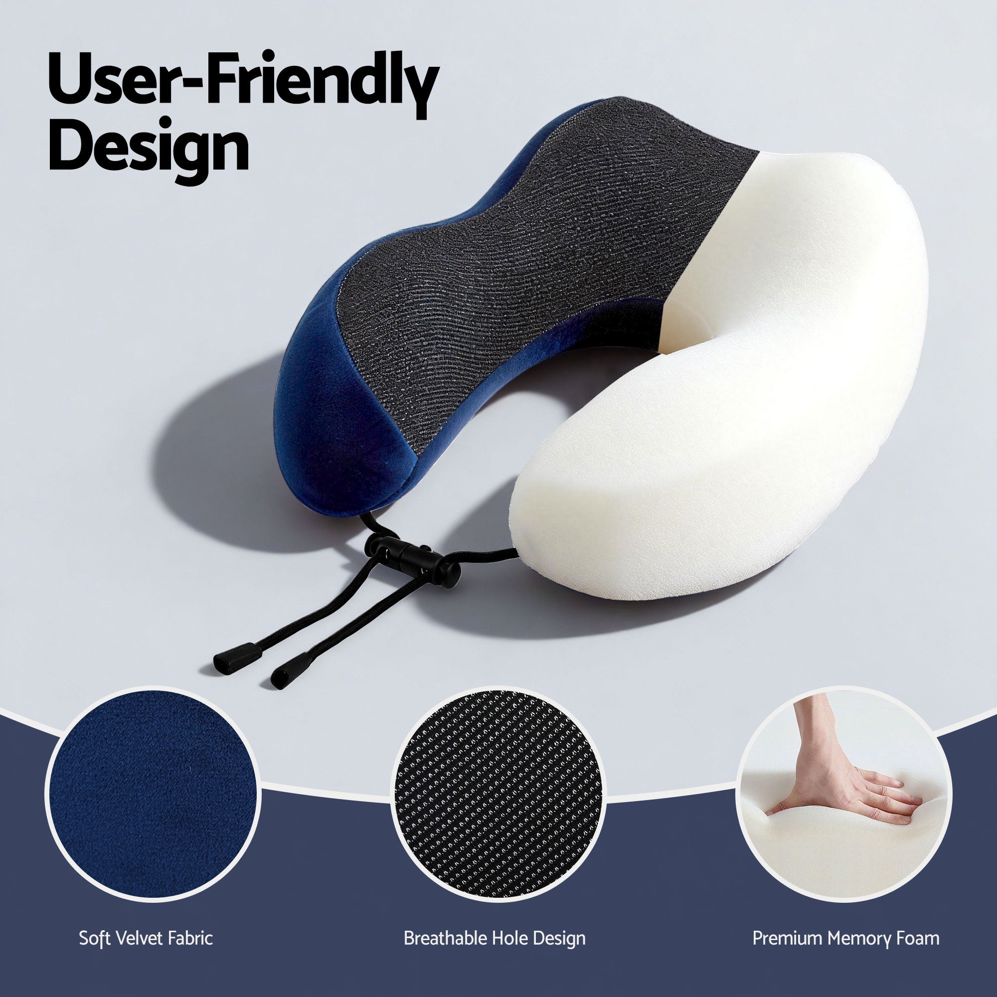 Serano Memory Foam Travel Pillow – Blue