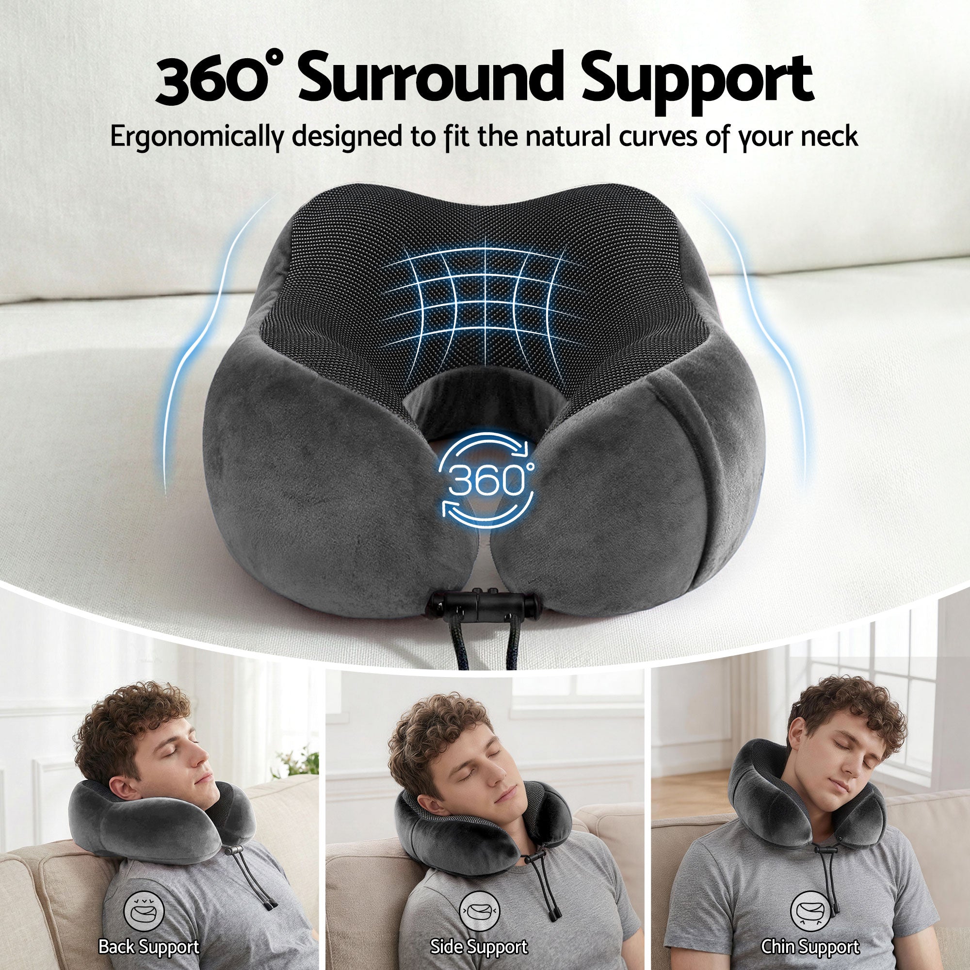 Serano Memory Foam Travel Pillow – Grey