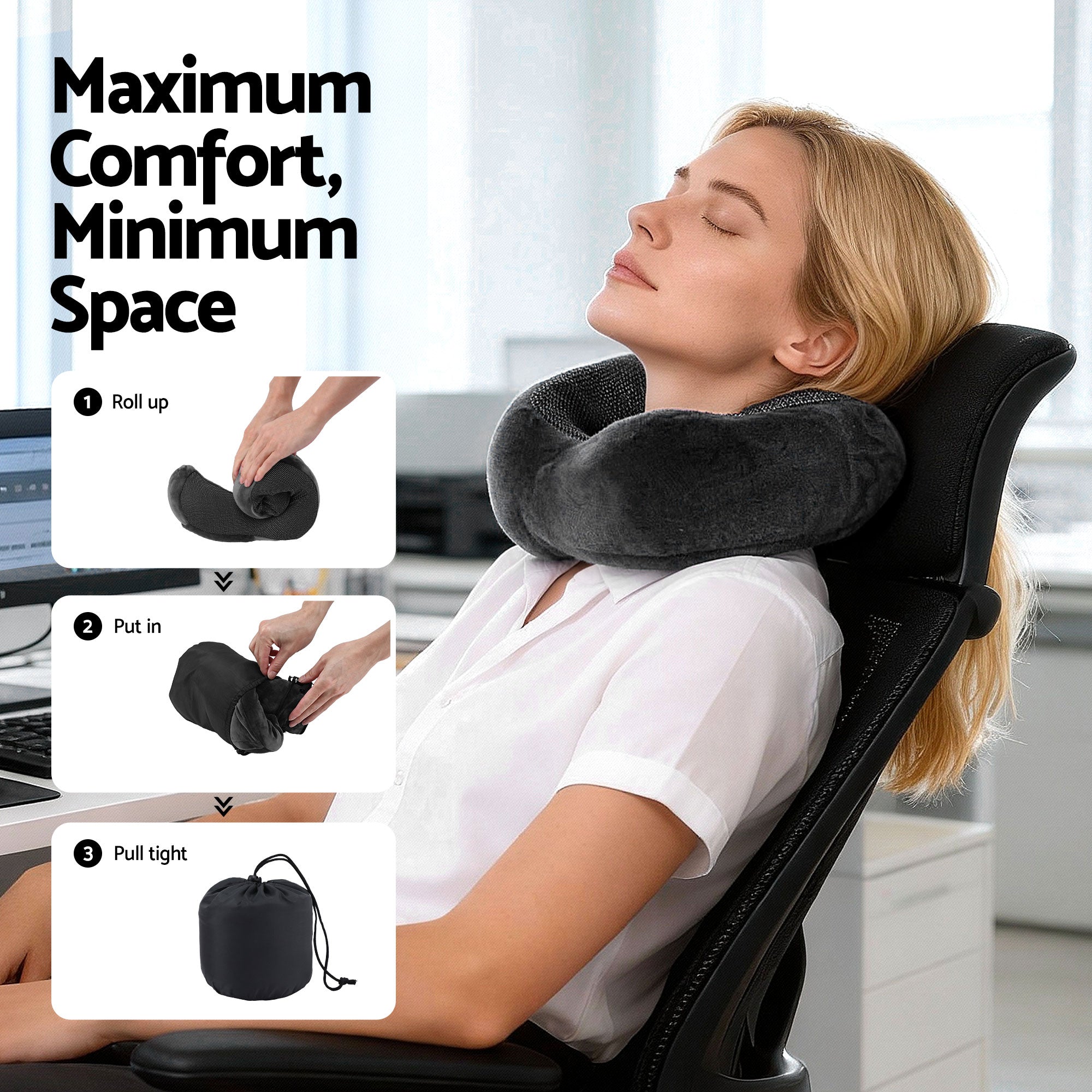 Serano Memory Foam Travel Pillow – Grey