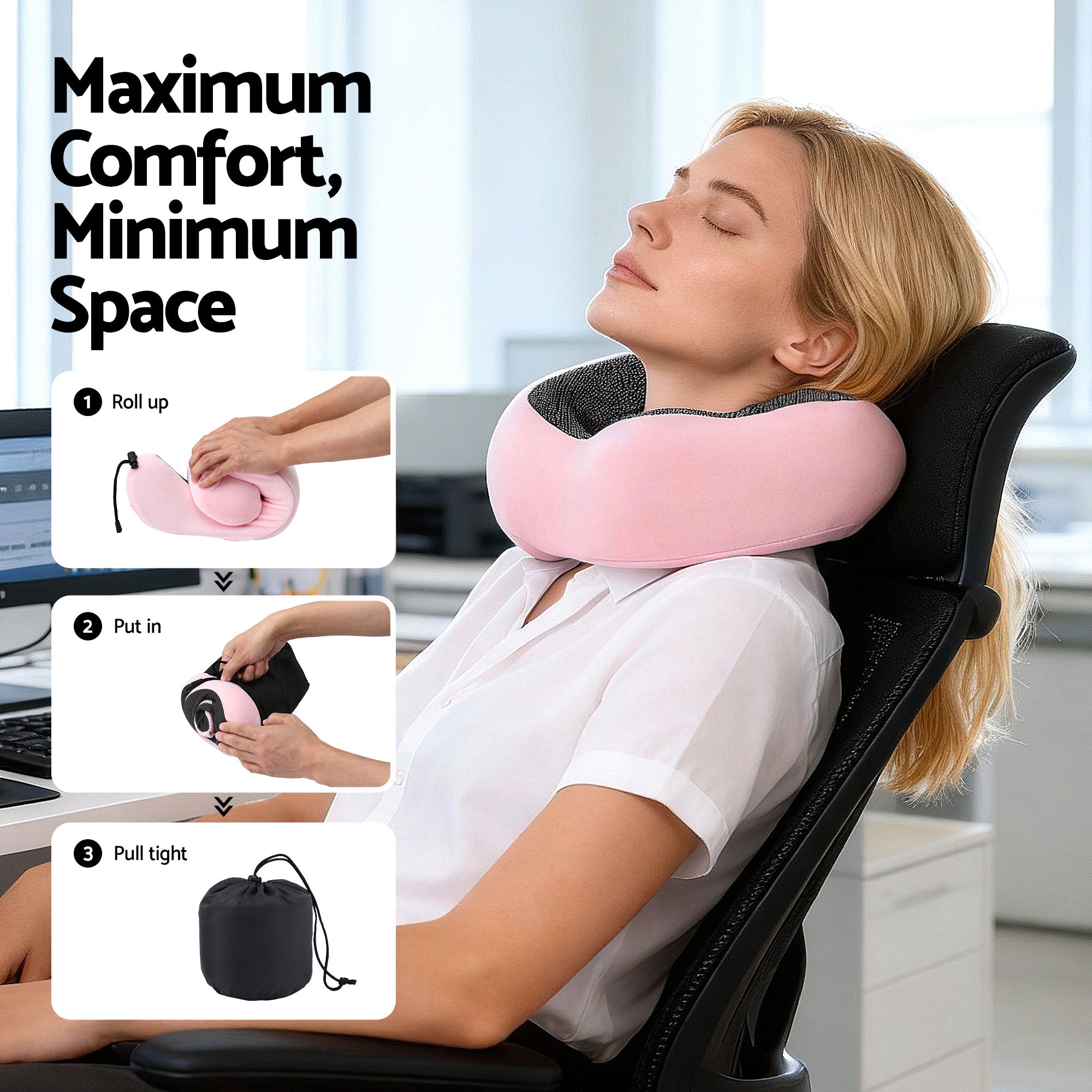Serano Memory Foam Travel Pillow – Pink