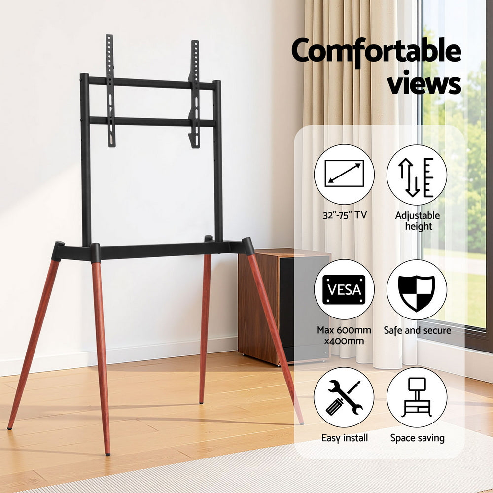 Cove TV Stand Floor Easel – Black & Walnut – 32-75 inch